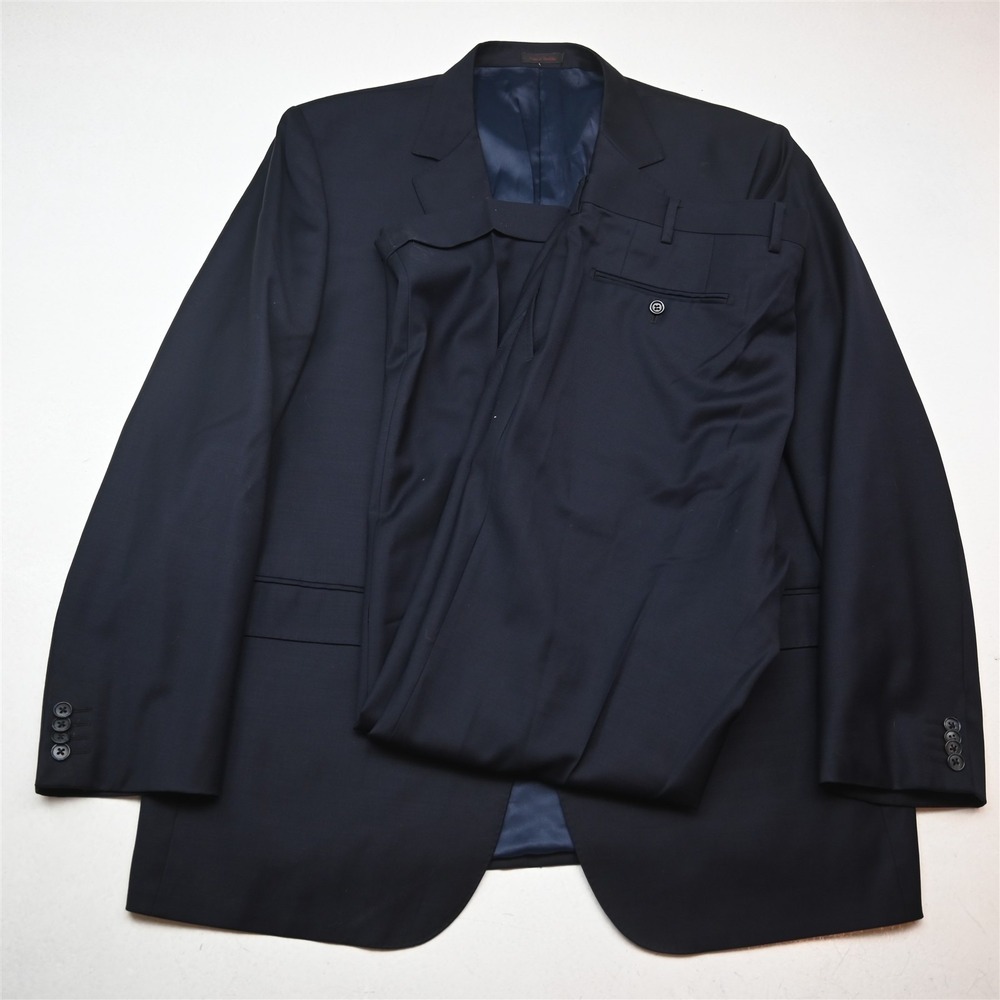 Byron 50L 38x36 Navy Blue 100% Wool Balmoral Mens Jacket Pants Suit